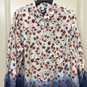 Land's End Women's 2X Floral Ombré Button Down